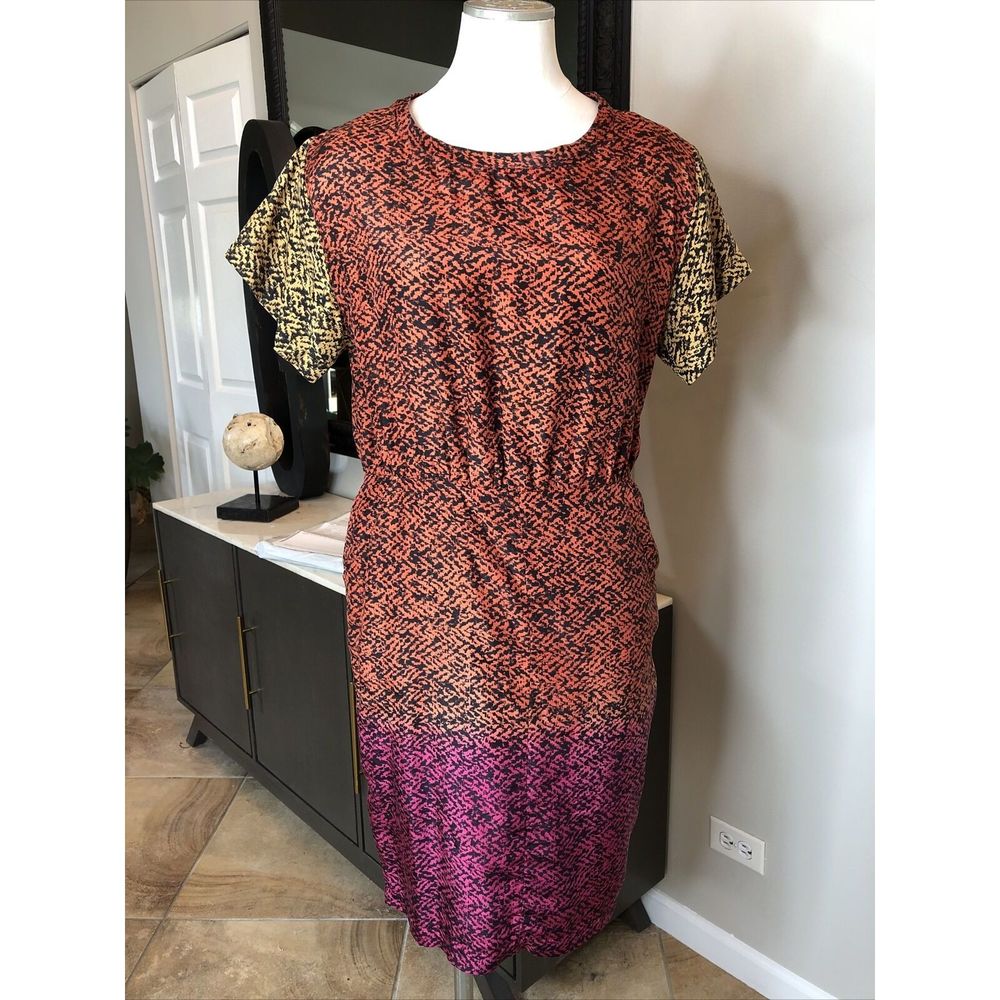 roberta freymann Silk Short Sleeve Sheath Dress S